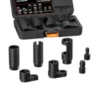 YEKEPRO 7Pcs O2 Oxygen Sensor Socket, Sensor Oil Pressure Sending Unit Removal Kit, Automotive 3/8" 1/2" Drive, Sensor Socket Removal Tool Wrench and Thread Chaser Set, CR-MO