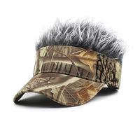 YEKEYI Novelty Hair Hats Spiked Funny Golf Visors Adjustable Wig Visor Hat Wig Peaked Baseball Hat Sun Hats Visor with Hair