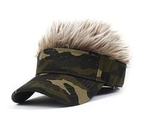 YEKEYI Novelty Hair Hats Spiked Funny Golf Visors Adjustable Wig Visor Hat Wig Peaked Baseball Hat Sun Hats Visor with Hair