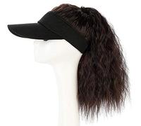 YEKEYI Ponytail Wig Baseball Cap with Hair Synthetic Hats with Hair Attached Long Wavy Hair for Women Daily Party Use