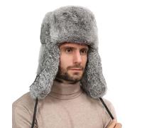 YEKEYI Trapper Hat Winter Russian Hat Men Women Fur Hat with Faux Rabbit Fur Aviator Earflap Hat Windproof
