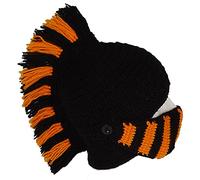 YEKEYI Wig Beard Hats Funny Knit Hat Handmade Winter Beard Facemask Roman Knights Wig Beanie Hat Black Orange