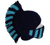 YEKEYI Wig Beard Hats Funny Knit Hat Handmade Winter Beard Facemask Roman Knights Wig Beanie Hat Navy Blue