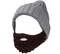 YEKEYI Winter Warm Funny Knit Hat Beard Facemask Handmade Knit Hat and Removable Beard