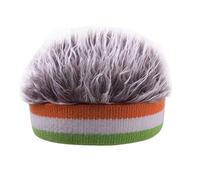 YEKEYI Wool Wig Hat Funny Beanie Knit Cap Novelty Hair for Men Coffee