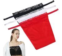 YEKEYIYE 3pcs Lady Lace Clip-on Mock Camisole Bra Insert Overlay Modesty Panel Vest YEKEYI Black White Red