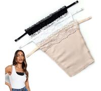 YEKEYIYE 3pcs Lady Lace Clip-on Mock Camisole Bra Insert Overlay Modesty Panel Vest YEKEYI Black White Beige