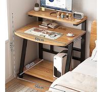 YEKIM Rolling Computer Desk on Wheels, Writing Desk Workstation with Monitor Stand Keyboard Tray, Modern PC Laptop Work Table With Shelves for Home and Office Small Spaces (60x50x81cm(24x20x31in),