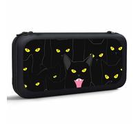 Yekiua Black Cats Carry Case Compatible With Nintendo Switch And New Switch Oled Console Halloween Spooky Feline Kitten Face Portable Hard Shell Pouch Carrying Travel Game Bag