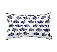 Yekiua Cute Fish Pillow Cases Marine Water Sea Life Fishes Blue Pillow Sham Throw Pillow Covers One Side Printing 20X36 Inches King Size