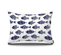 Yekiua Cute Fish Pillow Cases Marine Water Sea Life Fishes Blue Pillow Sham Throw Pillow Covers One Side Printing Standard Size 20X26 Inches