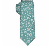 Yekiua Daisy Flowers Ties Fashion Chamomile Flowers Blue Polca Dots Men's Business Necktie For Husband Father Valentine's Day Father's Day Gift, Daisy Flowers, One Size
