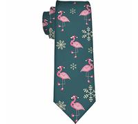 Yekiua Flamingo Men's Tie Cute Pink Birds New Year Christmas Formal Business Wedding Neckties Ties For Men, Flamingo, One size