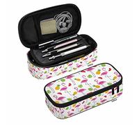 Yekiua Flamingos Pencil Holder Tropical Palm Pineapples Watermelons Big Capacity Pencil Case Multi-Purpose Makeup Pouch For School Office College Adult Girl Boy