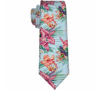 Yekiua Floral Men's Tie Tropical Exotic Flowers Hibiscus Orchid Palm Leaves Jungle Leaf Hummingbird Formal Business Wedding Neckties Ties For Men, Floral Tropical, One Size