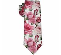 Yekiua Floral Men's Ties Watercolor Roses Botanical Natural Classical Vintage Neck Tie Business Wedding Formal Fashion Necktie Pink, Floral Watercolor, One Size