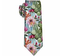 Yekiua Flowers Roses Cactus Men's Tie Watercolor Bright Tropical Floral Formal Business Wedding Neckties Ties For Men, Flowers Roses Cactus, One Size
