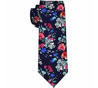 Yekiua Flowers Ties Watercolor Spring Blooming Pretty Floral Colorful Men's Business Necktie For Husband Father Valentine's Day Father's Day Gift Dark Blue