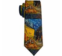Yekiua Famous Painting Men's Necktie Vincent Van Gogh Cafe Terrace On Forum Square Arles Holiday Festival Funny Ties For Men Formal Occasion Wedding Neck Tie, Famous Painting, One size