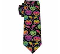 Yekiua Geometric Square Shaped Men's Tie, Halloween Pumpkins, One Size