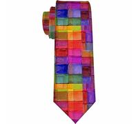 Yekiua Geometric Square Shaped Men's Tie Rainbow Colored Blurry Hazy Effects Formal Business Wedding Neckties Ties For Men Purple Magenta, Geometric Square Shaped, One Size