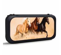 Yekiua Horse Carry Case Compatible With Nintendo Switch And New Switch Oled Console Three Horses Running Desert Sand Storm Portable Hard Shell Pouch Carrying Travel Game Bag