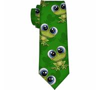 Yekiua Leaping Frog Men's Necktie Funny Cartoon Frog Holiday Festival Funny Ties For Men Formal Occasion Wedding Neck Tie Green, Leaping Frog, One size