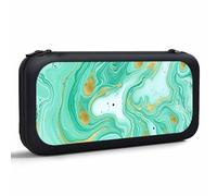 Yekiua Marble Texture Switch Case For Nintendo Switch And Switch Oled Model Abstract Turquoise Gold Paint Portable Full Protection Carrying Travel Bag Storage For Switch Console