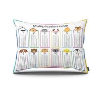 Yekiua Multiplication Table Throw Pillow Case Cartoon Animated Animals Zebra Dog Tiger Cow Monkey Pillow Covers Decorative Pillow Cover 26" X 20" Standard Size Single Side Print