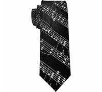Yekiua Music Bars Ties Musical Notes Men's Business Necktie For Husband Father Valentine's Day Father's Day Gift White Black, Music Bar, One Size