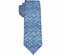 Yekiua Ocean Wave Men's Necktie Watercolor Oriental Abstract Half Circle Splash Holiday Festival Funny Ties For Men Formal Occasion Wedding Neck Tie White Blue, Ocean Wave, One Size