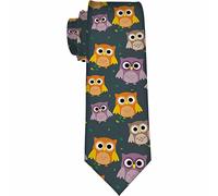 Yekiua Owl Men's Tie Cute Cartoon Owls Formal Business Wedding Neckties Ties For Men Colorful, Owl, One size