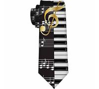 Yekiua Piano Keys Ties Musical Instrument Keyboard Music Stave Notes Men's Business Necktie For Husband Father Valentine's Day Father's Day Gift Black White, Piano Keys, One size