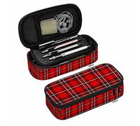 Yekiua Plaid Pencil Pouch Scottish Tartan High Capacity Pencil Case Stationary Bag Cosmetics Bag Red White