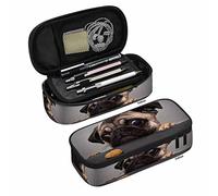 Yekiua Pug Dog Pencil Holder Cute Sad Dog Looks Cookie Big Capacity Pencil Case Multi-Purpose Makeup Pouch For Office College Adult