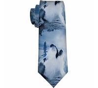 Yekiua Starry Night Men's Tie Vincent Van Gogh Night Palace Moon Formal Business Wedding Neckties Ties For Men, Wolf, One Size