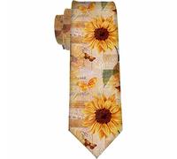 Yekiua Starry Night Men's Tie Vincent Van Gogh Night Palace Moon Formal Business Wedding Neckties Ties For Men, Sunflowers Butterflies, One size