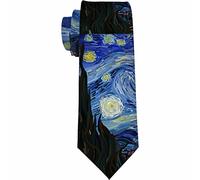 Yekiua Starry Night Men's Tie Vincent Van Gogh Night Palace Moon Formal Business Wedding Neckties Ties For Men, Starry Night, One Size