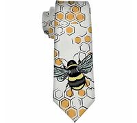 Yekiua White Pigeon Men's Ties Jesus Cross On Black Neck Tie Business Wedding Formal Fashion Necktie, Bee, One Size