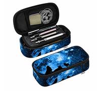 Yekiua Wolf Pen Bag Mountain Wolves Full Moon Starry Sky Large Pencil Case Big Capacity Pencil Pouch Pencil Holder