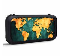 Yekiua World Map Carry Case Compatible With Nintendo Switch And New Switch Oled Console Vintage Blue Map Square Portable Hard Shell Pouch Carrying Travel Game Bag