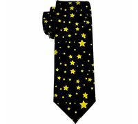 Yekiua Yellow Stars Men's Tie Abstract Little Shabby Sharp Stars Magic Sky Stardust Formal Business Wedding Neckties Ties For Men Black Gold, Yellow Stars, One Size