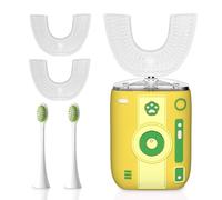 yeklike Adult Sonic Automatic Electric Toothbrush, 360° Oral Cleaning Stain Whitening, IPX7 Waterproof Rechargeable, u-Shape Brush Head*3+Straight Handle Brush Head*2, Suitable for Travel or Home Use