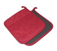 YEKOO 2Pcs Cotton and Neoprene Oven Pads Pot Holders with Pocket 8"x8.5" Dual-Function Hot Pad Set for Finger Hand Wrist Protection Heat Resistant to 428°F,Red