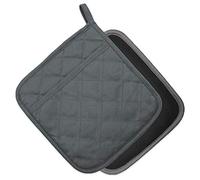 YEKOO 2Pcs Cotton and Neoprene Oven Pads Pot Holders with Pocket 8"x8.5" Dual-Function Hot Pad Set for Finger Hand Wrist Protection Heat Resistant to 428°F,Gray