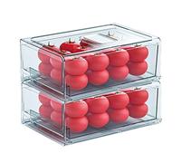 YekouMax Fridge Organisers, Stackable Kitchen Storage, cupboard organiser, Fridge Storage, Clear BPA-Free, fit for Kitchen, Refrigerator, Cabinet, Counter (Set of 2, 11,81 x 8,11 x 4,53 inches)