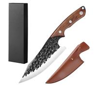 yekulanyue Handmade Forged Chef Knife, High Carbon Steel Kitchen Knive - Wood Handle with Thickened Leather Sheath Perfect for Home