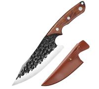 yekulanyue Handmade Forged Chef Knife, High Carbon Steel Kitchen Knive - Wood Handle with Thickened Leather Sheath Perfect for Home, Outdoor