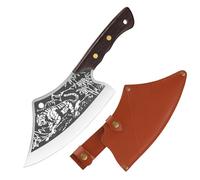 yekulanyue Handmade Forged Chefs Knife Set, High Carbon Steel Kitchen Knive - Tiger Pattern Wood Handle with Thickened Leather Sheath Perfect for Home, Camping