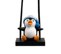 YEKUYEKU Swinging Penguin Car Ornament, Black, White, Blue, 2 x 1.77 Inches, Casual, Animal Theme, Penguin, Good Luck, Driving, Car Decoration